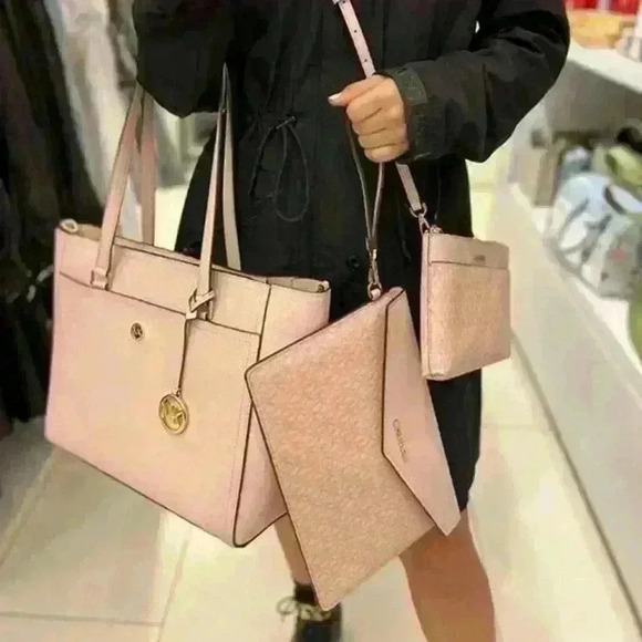 Michael Kors Maisie 3 in 1 Tote Large Leather Bag DK Powder blush